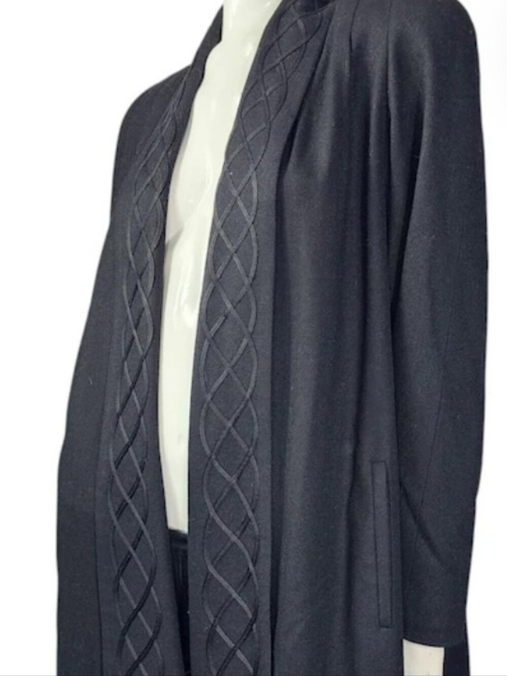 Vintage 80s ALORNA 100% Wool Cape Coat Braided Trim Avant Garde M/L - Picture 11 of 13